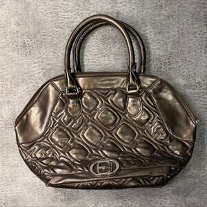 Ellen Tracy Metallic Bronze Quilted Handbag